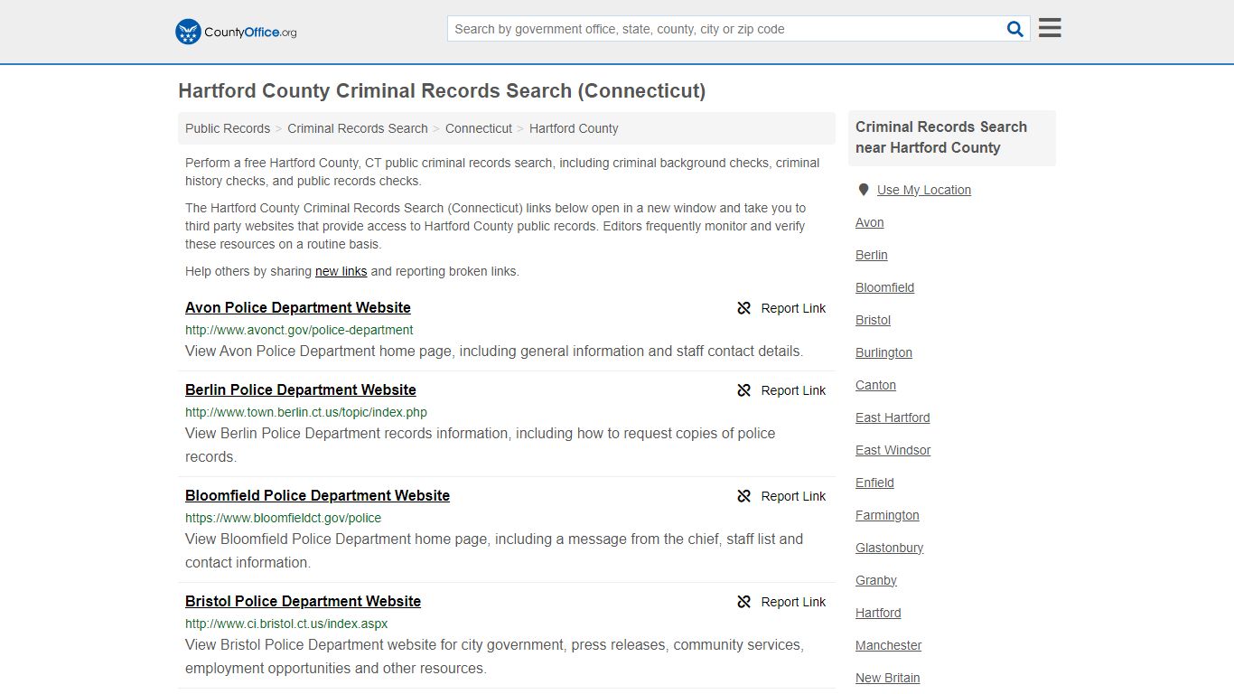 Hartford County Criminal Records Search (Connecticut) - County Office